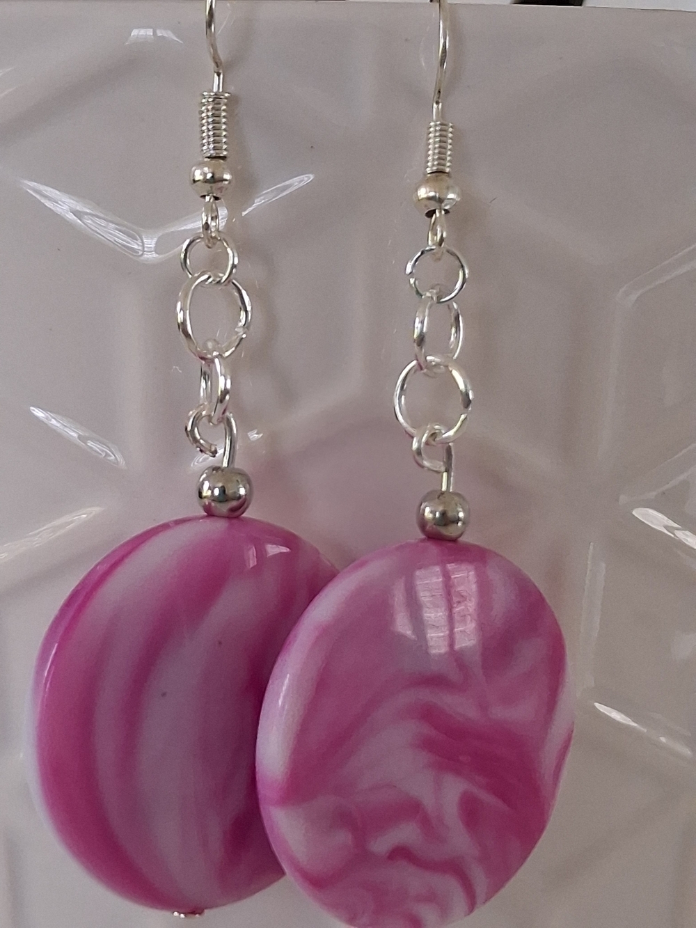 Pink Marbled Drop Earrings - Women Jewelry